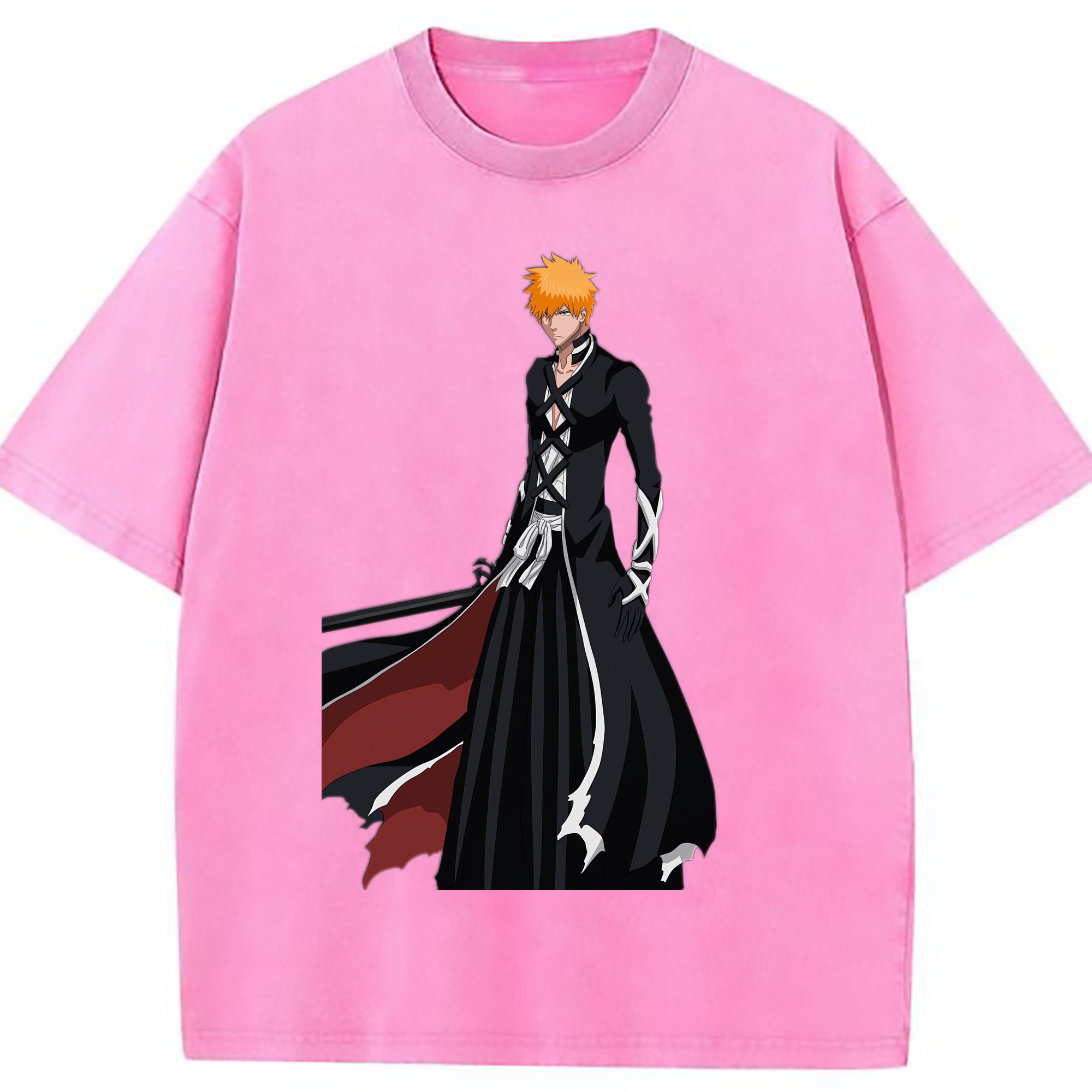 （画像用） ブリーチ 黒崎一護（くろさき いちご）BLEACH Kurosaki Ichigo 綿100% ヴィンテージ風 半袖Tシャツ（フロントプリント）